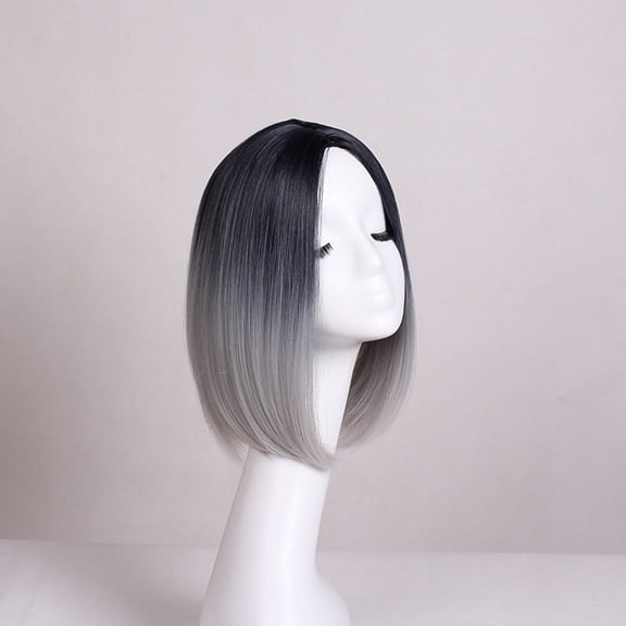 Fashion Women Short Bob Gradient 2 Colored Full Natural Human Straight Hair Wig