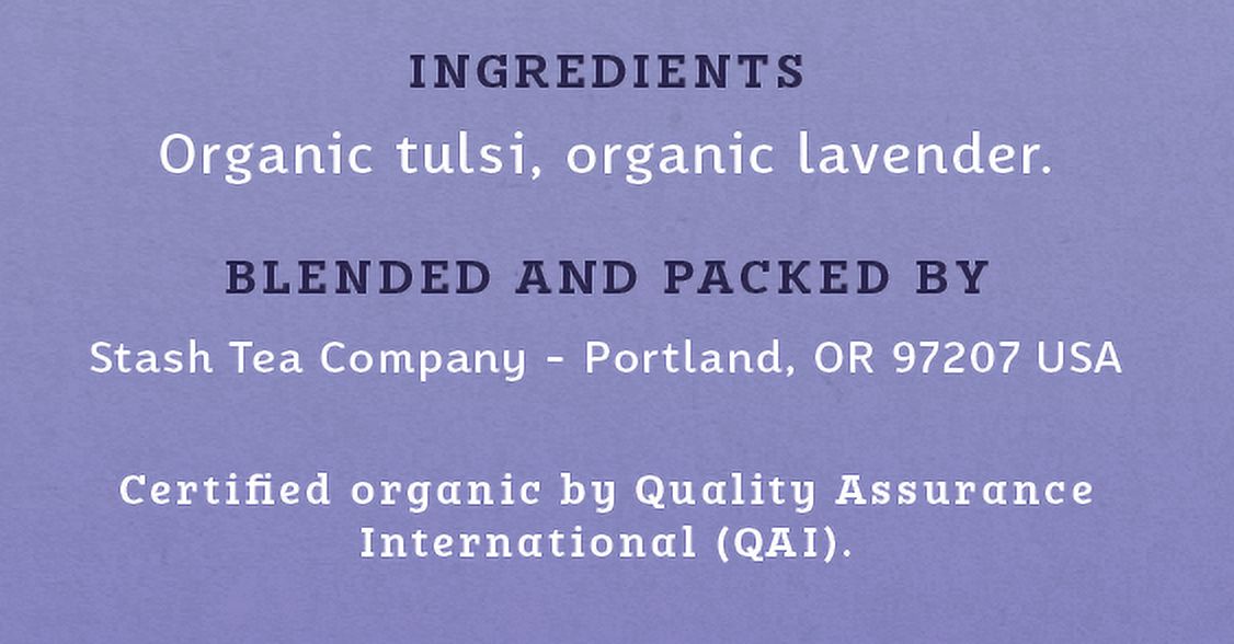 Stash Tea Organic Lavender Tulsi Herbal Tea Bags, 18 Count - image 4 of 4