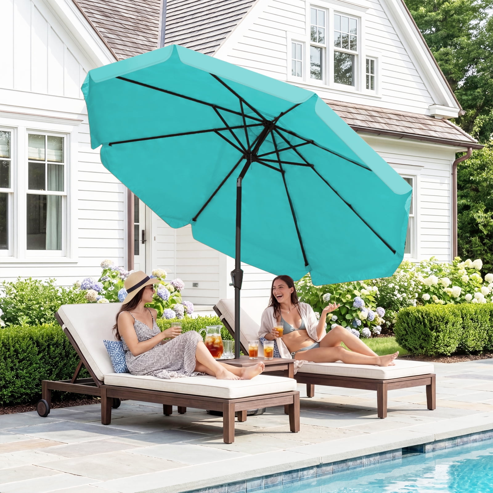 at leisure pati umbrella Double-Sided Patio with LED Lights Beneath the Club Umbrella Ainfox 15 ft Outdoor Patio