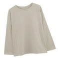 thumbnail image 2 of Camiseta de mujer Blusa suelta de manga larga de color sólido Blusa tipo sudadera, Albaricoque, L Vogacara AP001130-14, 2 of 7