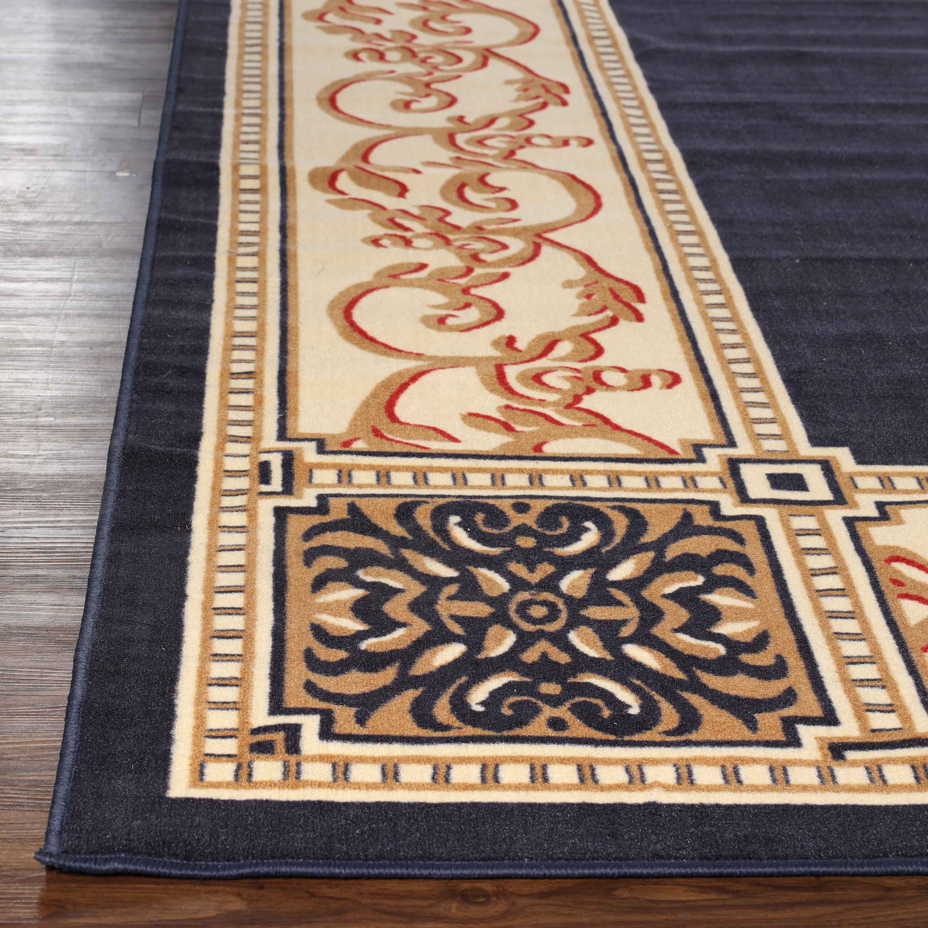Superior Oversized Medallion Indoor Area Rug, 12' x 18', Midnight Blue