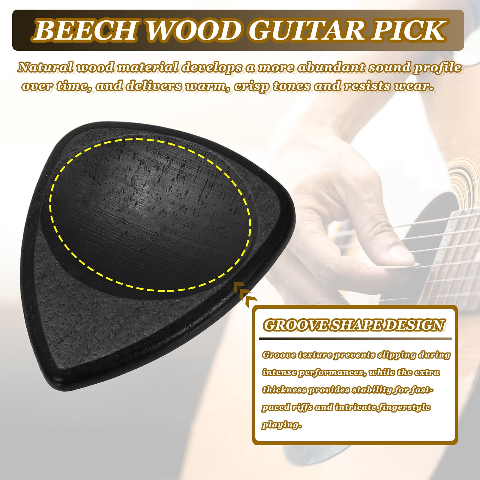 Uxcell 24 Pcs Wood Guitar Pick, 3.0mm Ultra Heavy Gauge Wood Groove Shape Guitar Picks for Electric and Acoustic Guitars, Purple Red