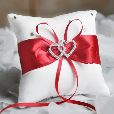 

Pgeraug decorate Heart Wedding Ring Pillow Wedding Ring Holder Ring Pillow Heart Rhinestone Wedding Ring Pillow With Rhinestone Heart Shaped Decoration Party Ceremonies Weddings Event & Party Red