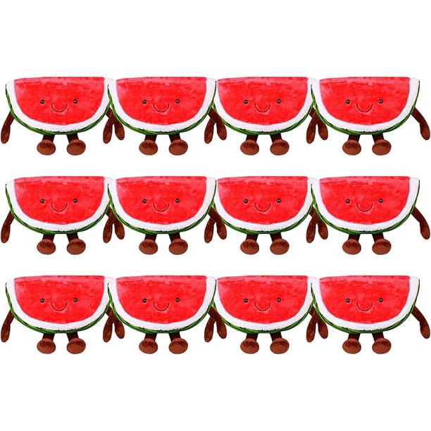 PELIUCHERIA - Peluches de Frutas Sonrientes, Diferentes Tamaños y Colores (Sandia 12 pz, 12, Unidades)
