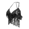 thumbnail image 4 of Camisa de bailarina India Sujetador con Tira de Flecos Complimentos Ropa de Rendimiento de Latino - Negro, se describe Sunnimix  Traje de baile sujetador, 4 of 8