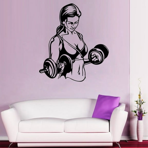 Women Fitness Strength Workout Motivation Inspirational Quote Quotes Fitness Healthy Life Style Wall Art Vinyl Sticker Decal Home Décor Work Out Wall Sticker For Home Gym Bedroom Size (40x40 inch)