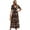 Black, variant on Women's Floral V Neck Short Flounce Sleeve Maxi Dress 100% Polyester Lined Classic Elegant Everyday Wear Easy Care