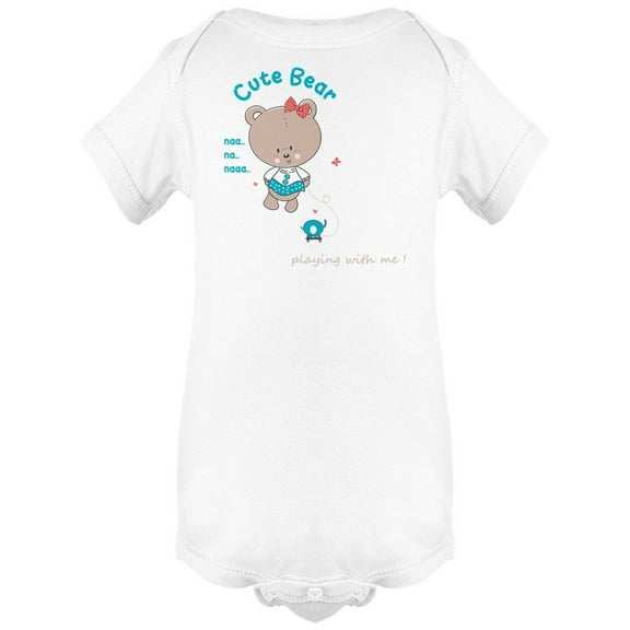 Cute Bear With Elephant Toy Bodysuit Infant -Image by Shutterstock, 12 Months