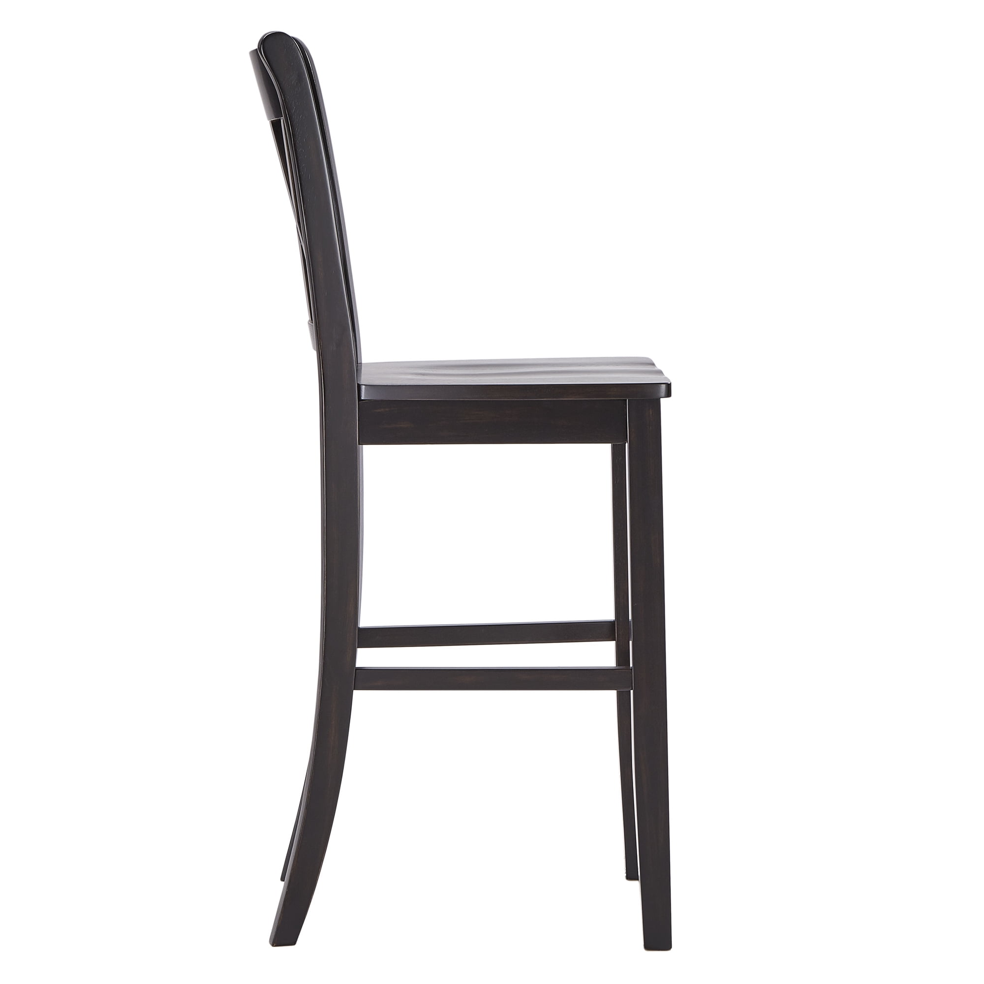 Weston Home Farmhouse Vintage Double X Solid Wood Bar Height Chair, Set of 2, Antique Black