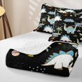 thumbnail image 4 of Feelyou Cute Volcano Dinosaur Twin Quilt Set for Boys Girls, Tropical Palm Wildlife Twin Coverlet Set, Black Blue, 2 Pieces, 4 of 7