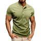 thumbnail image 2 of Tops para hombre, blusas y camisas de manga corta con cuello redondo para hombre, jersey informal de medio botón con cuello redondo y manga corta de color liso a la moda para hombre, top de poliéster, 2 of 8