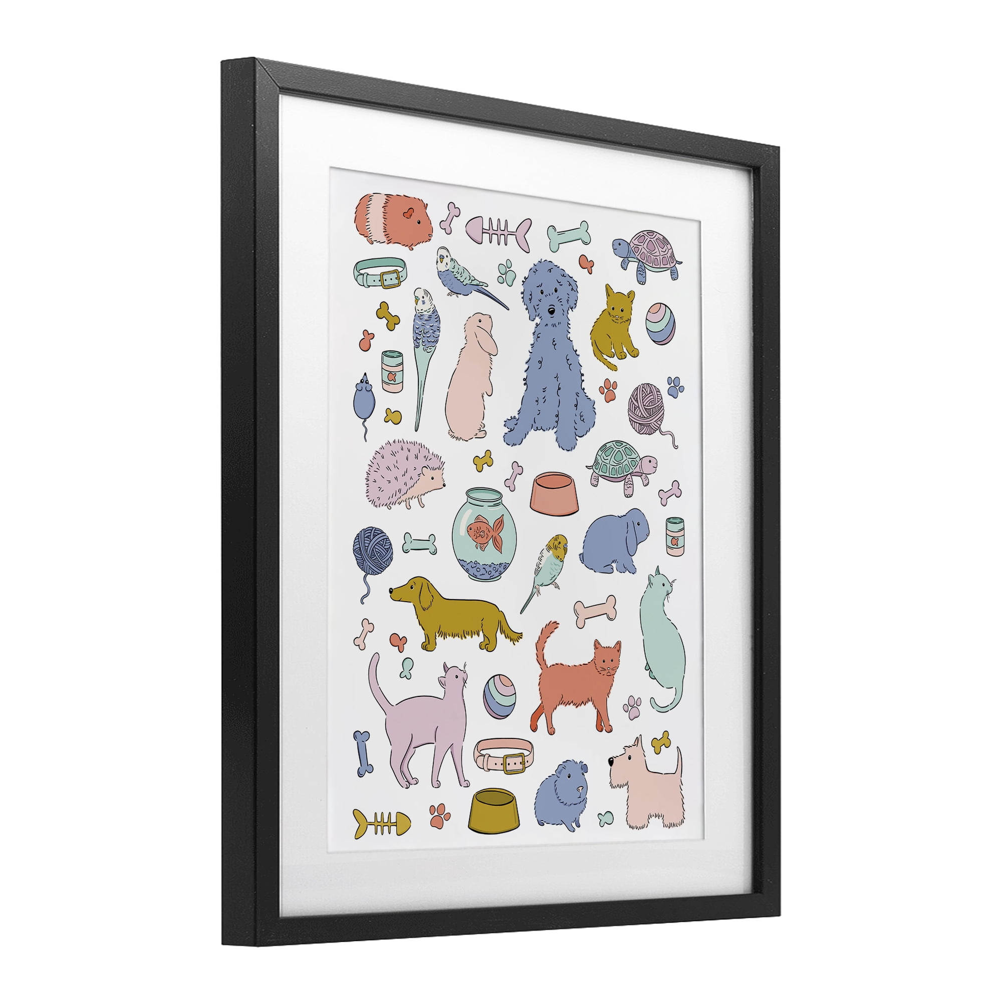 Stupell Industries Pet Shop Menagerie Black Framed Print Under Glass, design by Bethany Sandoval