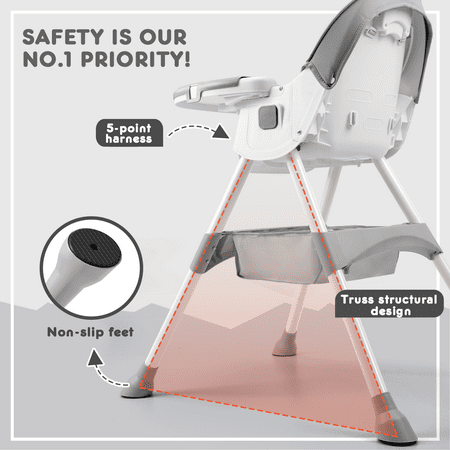 HARPPA 4-in-1 Convertible High Chair for Babies and Toddlers, Gray