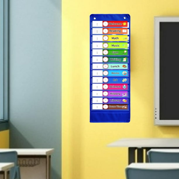 Gráfico de Horario Diario Educación Mensual Calendario de Montaje de Doble Cara para Actividades Actividad Preescolar Niños en Edad Escolar azul Hugo Programar tabla de bolsillo