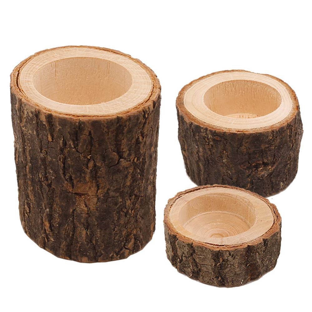 Natural Wooden Candle Holder Tea Light Candlesticks Christmas Party Home Decor