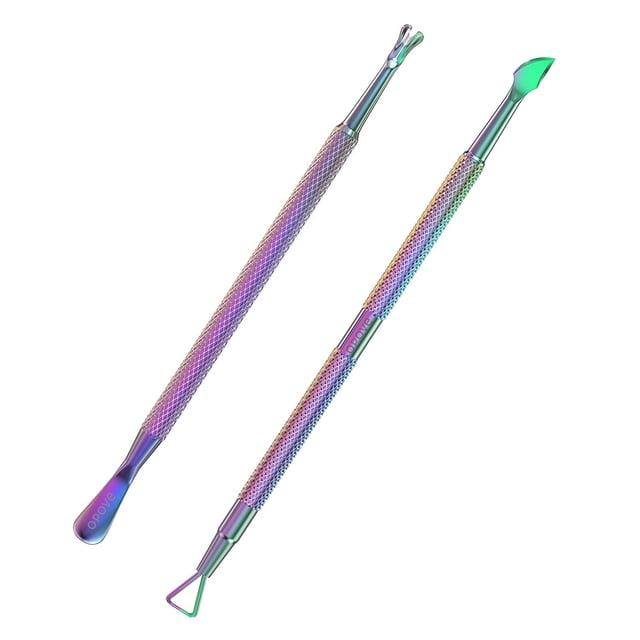 Cuticle Pusher Nail Polish Remover Stainless Steel Manicure Tool Set Gel Nail Polish Peeler Scraper Nail Care Stick Pedicure Kit for Fingernail and Toenail, P1, Color Gradient