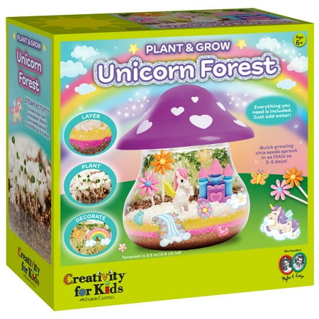 Creativity for Kids Plant and Grow Unicorn Forest: Garden Art Kit with Storage Jar, Figure, Seeds, Tool & Stickers