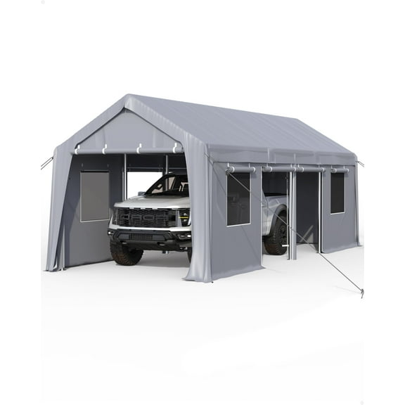 Portable Garage Tent Shelter,Carport Replacement Zipper Door for Portable Garage,13' x 20' to 13' x 25' Heavy-Duty Zipper Doors Replacement for Carport(Frame NOT Included)