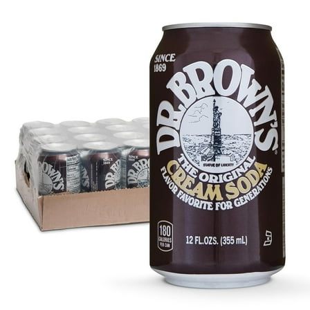 Dr. Brown's Cream Soda - A New York Original - 24 Cans - Kosher, Vanilla Cream Craft Soda Pop - Gourmet Cream Soda - 24 x 12 oz Cans