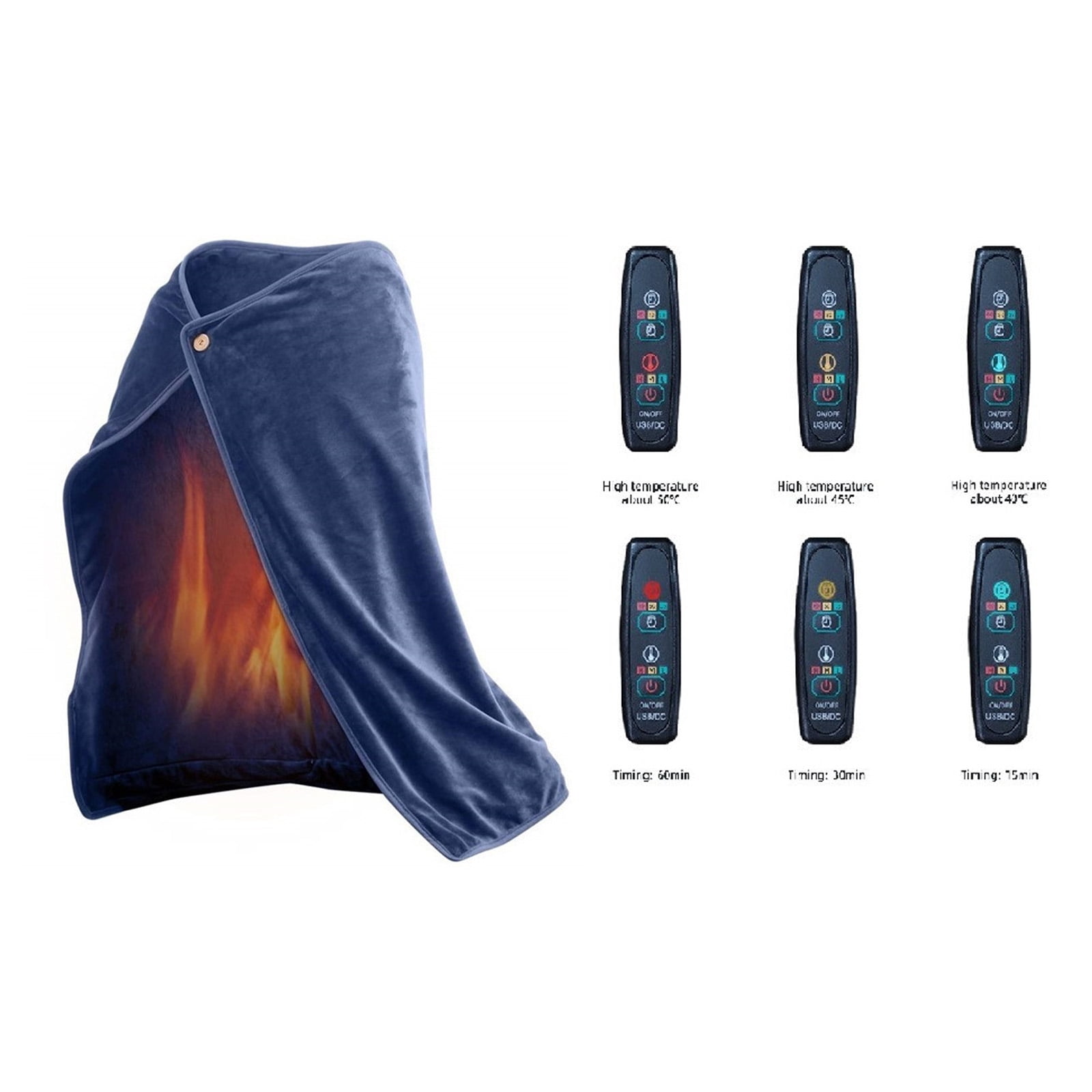 Sunshinehomely Heated Shawl Wraps for Women, USB Heated Blanket Shawl with Buttons, Electric Heated Throw Blanket, Wearable Portable Heating Blanket for Car Home Office Travel