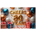 thumbnail image 2 of Cheers 80th Birthday Balloon Banner Party Decorations Metallic Gold Silver Backdrop Birthday Celebration Photography Props Gift Decor Background, 2 of 4