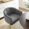 thumbnail image 4 of Tufted Accent Chair, Set of 2, Velvet, Metal Steel, Grey Gray, Modern Contemporary Urban Design, Living Lounge Room Hotel Lobby Hospitality, 4 of 9