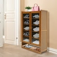 thumbnail image 5 of Rustic Shoe Storage Cabinet - 2 Doors & 7 Shelves in Vintage Brown (Fits Entryway/Closet), 5 of 9