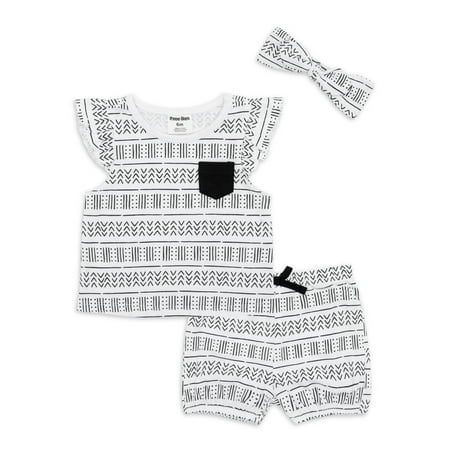 

Petit Lem Baby Girl Top Shorts and Headband Set 3-Piece Sizes 3M-24M