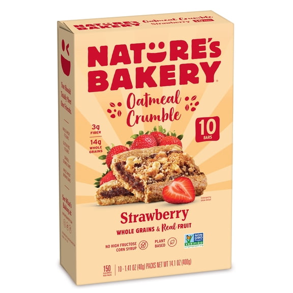 Nature's Bakery Oatmeal Crumble Strawberry Breakfast Snack Bars, 1.41 oz, 10 Count