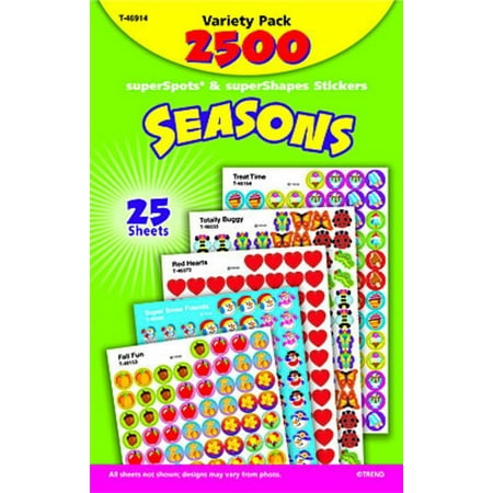 UPC: 0078628469141 | Trend Enterprises Super Spots Positive Praisers Variety Pack Sticker Pack of 2500