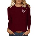 thumbnail image 1 of Besolor T-Shirts de la Saint-Valentin pour Femmes Imprimé Cœur Col Rond Manches Longues Tunique Décontractée Blouse Tee, 1 of 4
