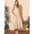thumbnail image 5 of DARING DIVA Sleeveless Loose Flowy Midi Tank Beach Dress L Khaki, 5 of 9