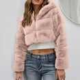 thumbnail image 3 of Winter Warm Coats for Women, Ladies Solid Color Coats Faux Coat Furry Faux Jacket Long Sleeve Outerwear Pink XL, 3 of 7