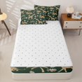 thumbnail image 4 of Castle Fairy Wildlife Giraffe Lion Elephant Zipper Queen Comforter Set with Fitted Sheet and 2 Pillowcases,Tropical Jungle Animal Zipper Bedding Set,Dark Sage Cream,Reversible,4 Pieces, 4 of 6