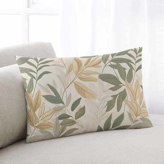 Sage Green Yellow Botanical Throw Pillow Covers, Vintage Spring Summer Soft Breathable Pillow Cases with Invisible Zipper for Sleeping, Queen Size Pillowcases for Couch Bed Sofa Chair 20x30 Inches