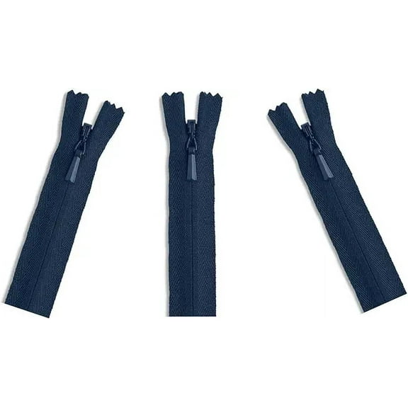 YKK #3 Invisible (Conceal) Zippers - Perfect for Clothes, Crafts, & Sewing Projects - Color: Navy #560 - Made in The United States (3 Zippers Per Pack) (Invisible - 36" Inches)