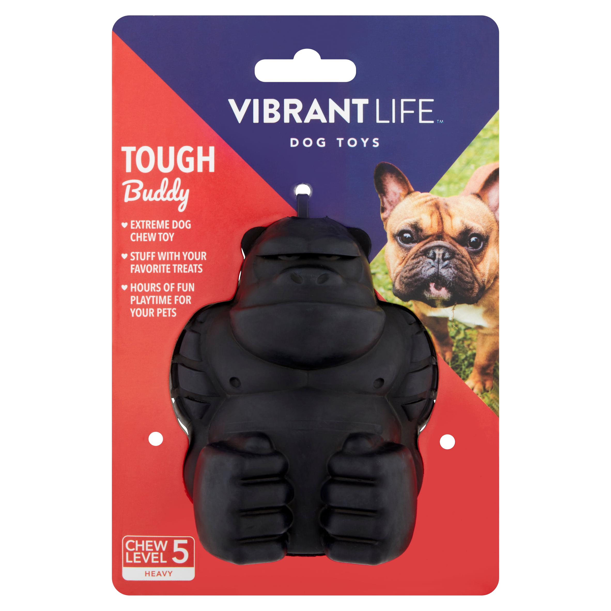 Vibrant Life Tough Buddy Treat-Stuffing Chewy Gorilla Rubber Dog Toy, For  Heavy Chewers