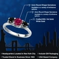 thumbnail image 2 of Gem Stone King 14K White Gold Red Created Ruby & Black Onyx 3-Stone Engagement Ring | 1.04 Cttw | Round 5MM and 4MM | Three Stone Wedding Anniversary Promise Ring for Women (Size 6), 2 of 6