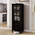 thumbnail image 2 of SESSLIFE Small Pantry Cabinet with Glass Door and 2 Drawers, Freestanding Storage Cabinet with Adjustable Shelves for Kitchen, Dining Room, Coffee Bar and Small Spaces, Black, 2 of 11