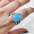 thumbnail image 4 of Natural Blue Chalcedony Ring, Blue Chalcedony Gemstone Ring, 3 Twisted Bohemian Band, 925 Sterling Silver, Womens Ring, Christmas, Thanksgiving, Handmade, Statement Jewelry, Natural Gemstone Ring, 4 of 7