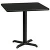 Flash Furniture Stiles 30'' Square Black Laminate Table Top with 22'' x 22'' Table Height Base