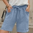 thumbnail image 2 of adviicd Womens Plus Size Shorts Casual Elastic Waist Drawstring Comfy Lightweight Quick Dry Summer Shorts with Pockets Blue, M, 2 of 8