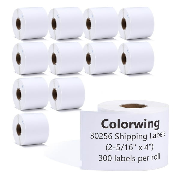 COLORWING a30256 Label Compatible with Dymo 30256 (2-5/16" x 4") LW Large White Shipping Labels 59 mm x 102 mm for Label Writer 450 Twin Turbo and Rollo Printers, 12