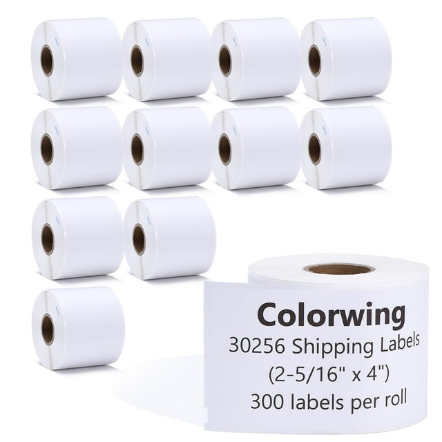 COLORWING a30256 Label Compatible with Dymo 30256 (2-5/16" x 4") LW Large White Shipping Labels 59 mm x 102 mm for Label Writer 450 Twin Turbo and Rollo Printers, 12
