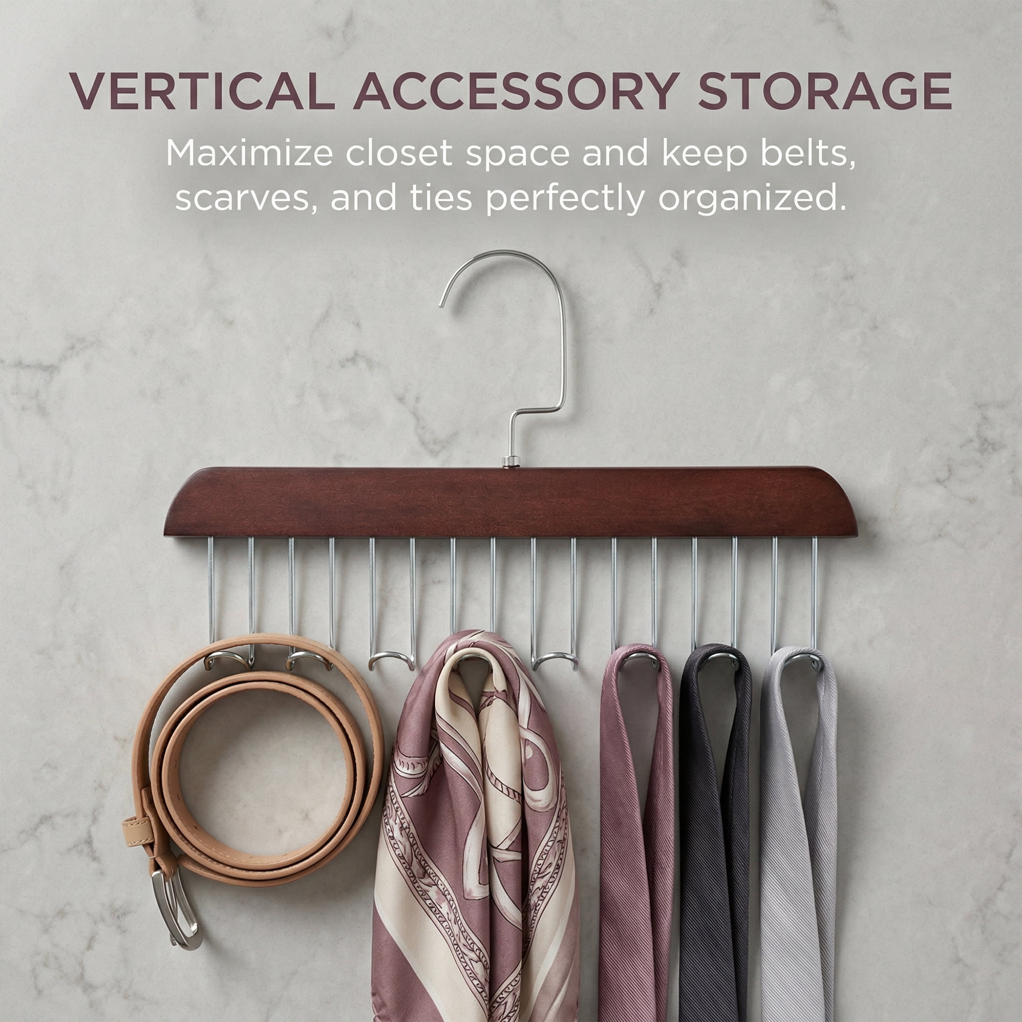 Unique Bargains 2Pcs Wood Tank Top Hanger With 8 Hooks Vintage