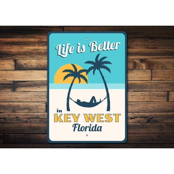Palm Trees and Sunset Novelty Decor, Metal Wall Sign - 10x14 Inches