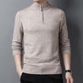 thumbnail image 3 of SWSMCLT Men's Soft Pullover Fall Half Zip Long Sleeve Sweater Knit Zip Spring Turtleneck Winter Pullover Cream 38, 3 of 4