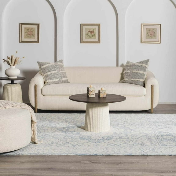 Hauteloom Devine Wool Living Room, Bedroom Area Rug - Traditional - Ice Blue, Ivory - 2' x 3'