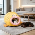 thumbnail image 6 of Sahpxhe Cat Bed, Angler Fish Shaped Warm Winter Plush Cave Pet Bed With Hanging Pom pom Toy For Indoor Cats And Small Dogs, 6 of 6