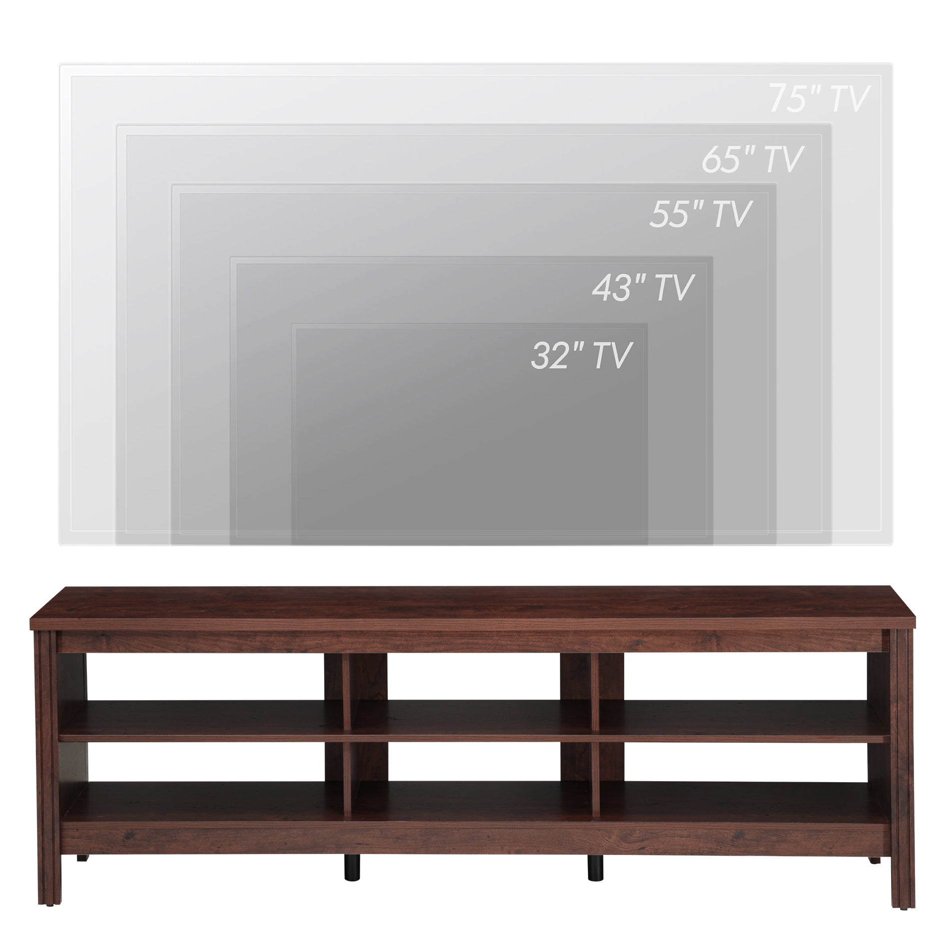 FITUEYES 70" TV Stands for TVs Up to 75 Inch, Entertainment Center TV Console for Living Room and Bedroom, Brown